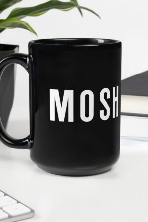 MOSH GODS - MUG - BLACK GLOSSY - WHITE LOGO