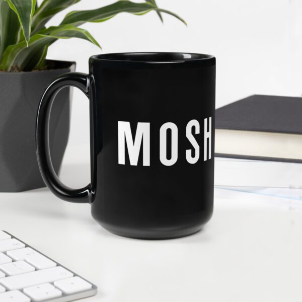 MOSH GODS - MUG - BLACK GLOSSY - WHITE LOGO